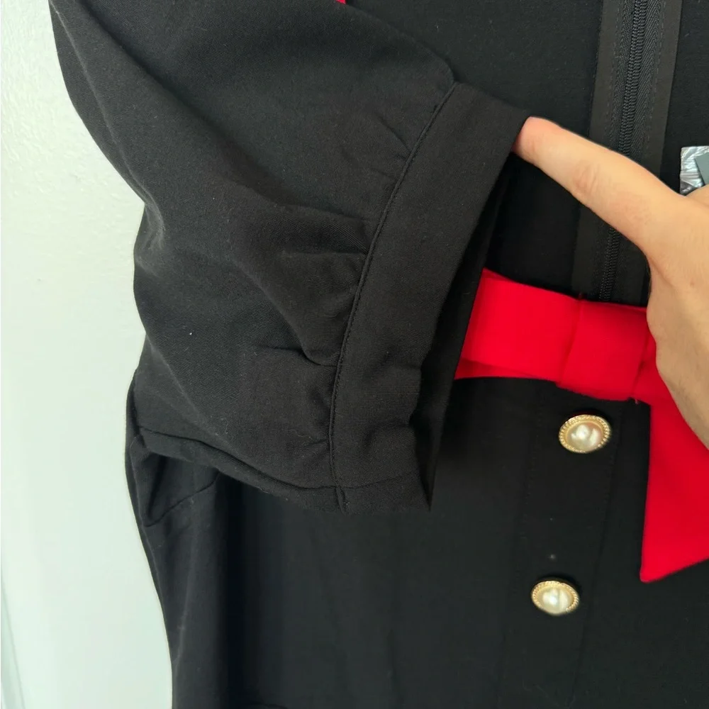 Modcloth Black Mini Dress with Red Trim and Bow - Picture 5 of 13